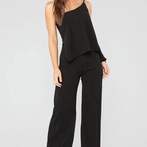 Fashion Nova Asymmetrical Open One Cuff Flattering Wide Leg Jumpsuit Pageant S